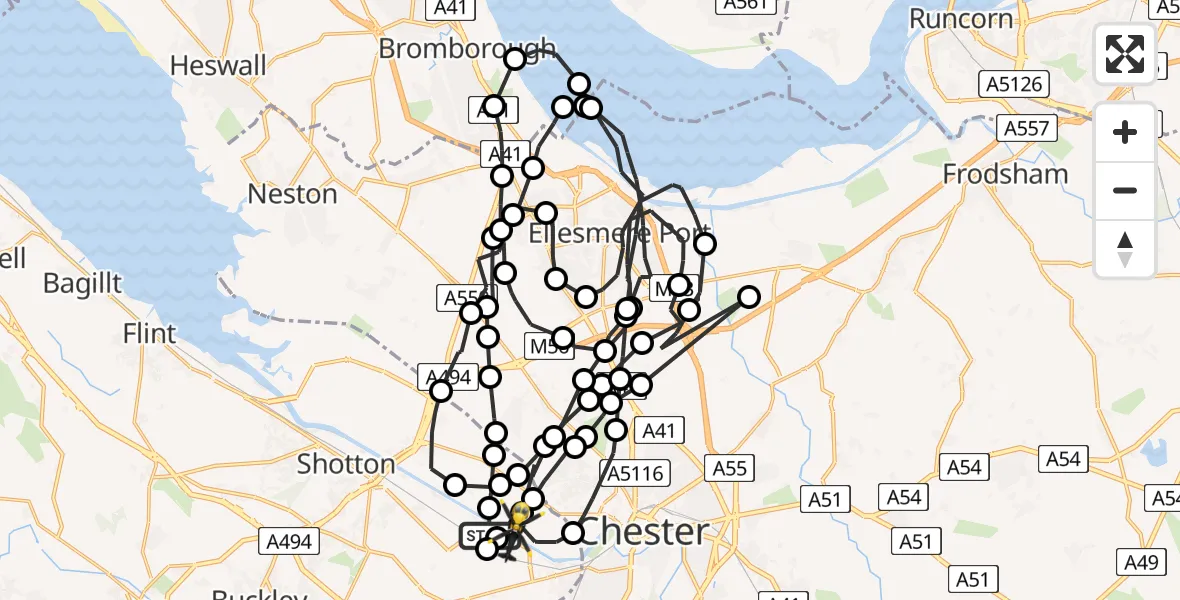 Flight route map: Police Helicopter to Sealand, Ferry Lane