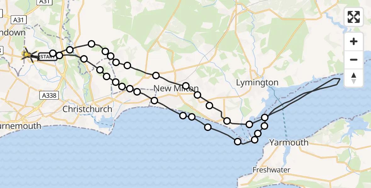 Routekaart van de vlucht: Police Helicopter to Bournemouth Airport, Bournemouth Airport