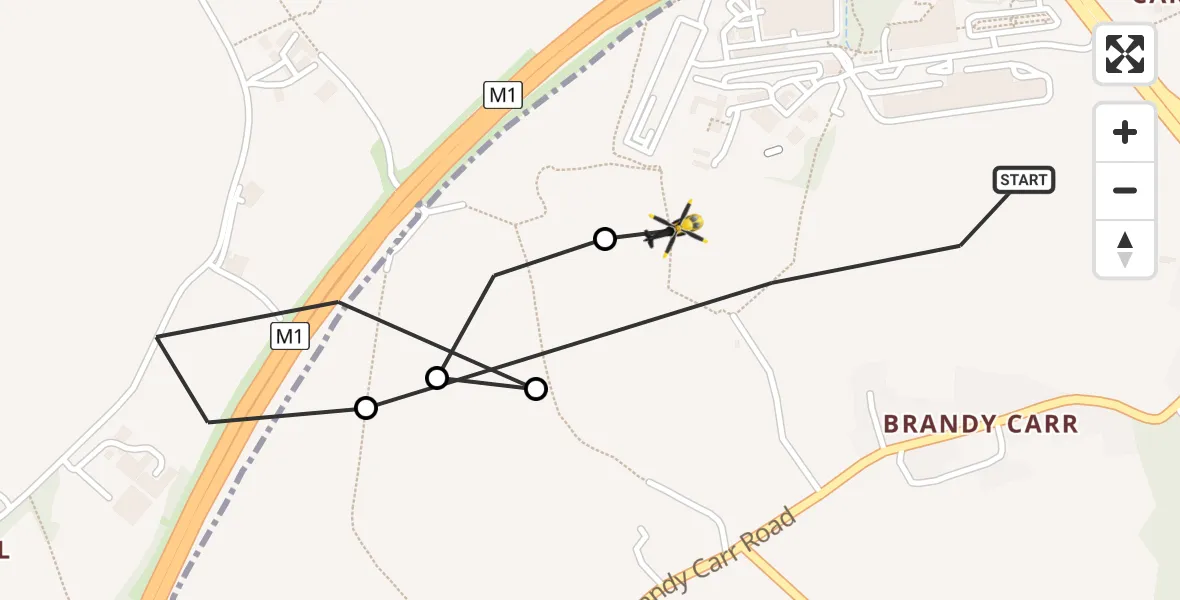 Flight route Police Helicopter Wakefield - Wakefield, 02 February 2026, 01:53