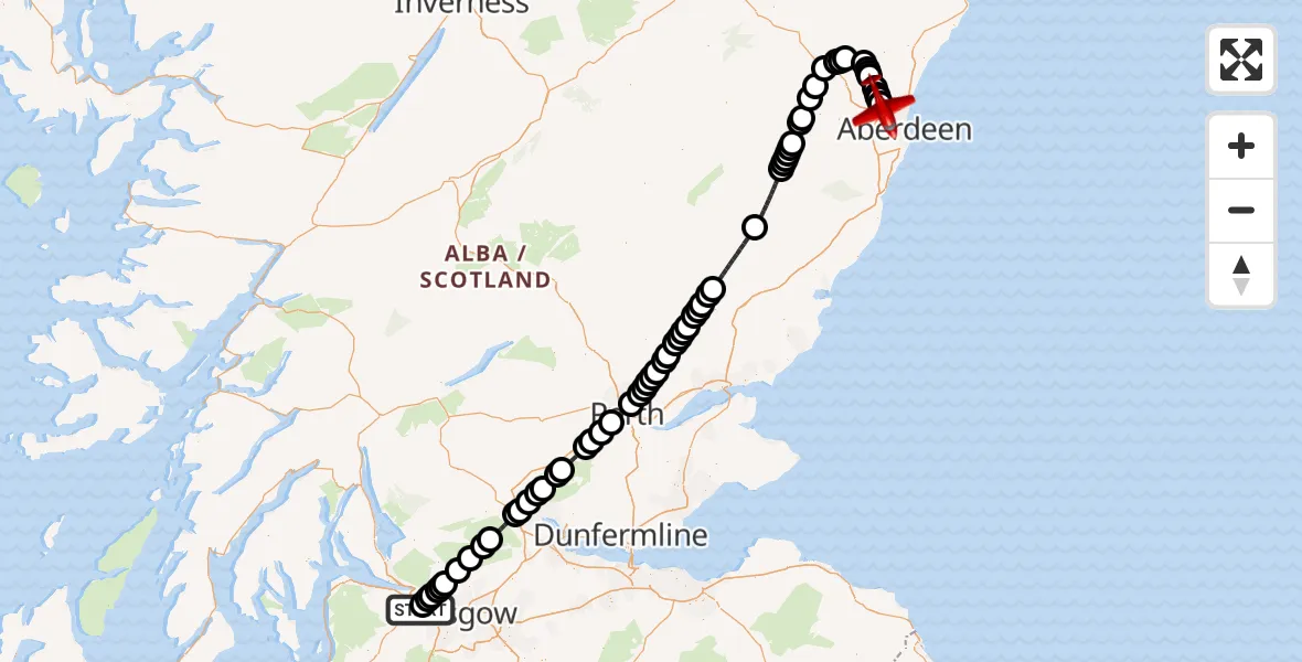 Routekaart van de vlucht: Air Ambulance Aircraft to Aberdeen International Airport