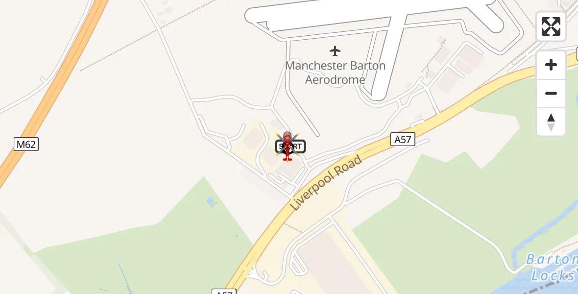 Routekaart van de vlucht: Air Ambulance Helicopter to Irlam, Liverpool Road