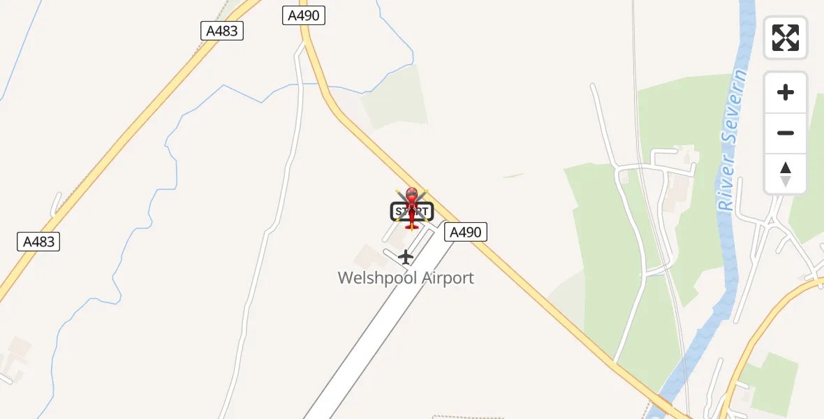 Flight route Air Ambulance Helicopter Welshpool Airport - Welshpool Airport, 02 February 2026, 08:40