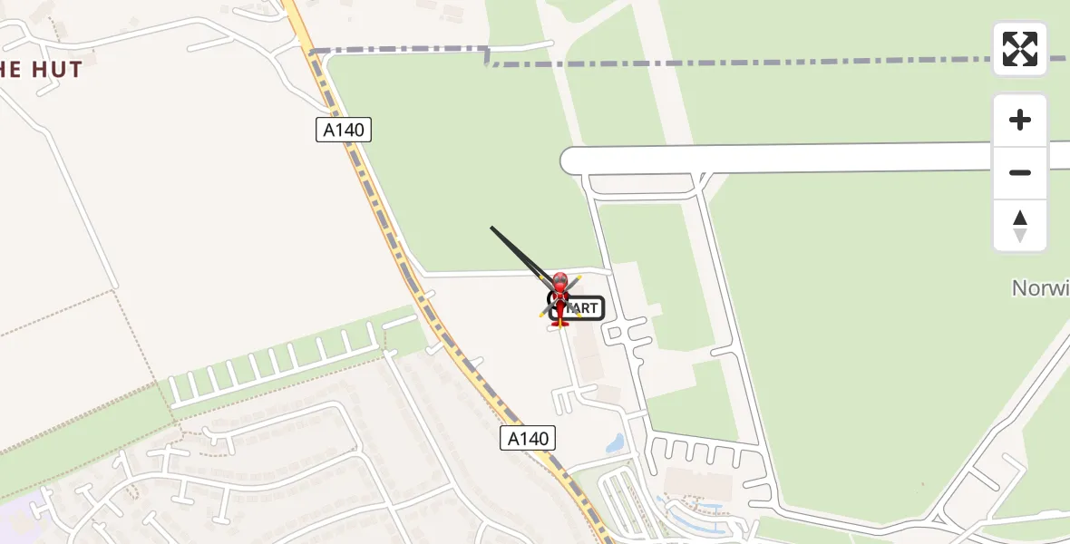 Flight route Air Ambulance Helicopter Norwich Airport - Norwich, 02 February 2026, 10:41