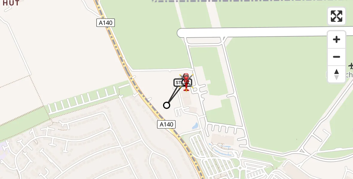 Flight route Air Ambulance Helicopter Norwich Airport - Norwich Airport, 02 February 2026, 11:43