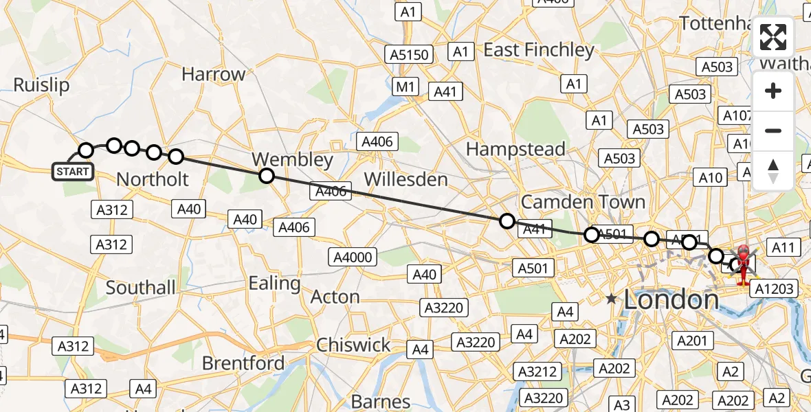 Routekaart van de vlucht: Air Ambulance Helicopter to Royal London Hospital