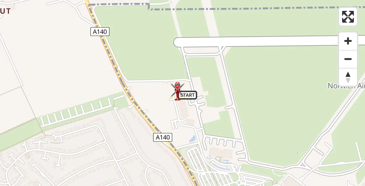 Flight route Air Ambulance Helicopter Norwich Airport - Norwich Airport, 02 February 2026, 13:36