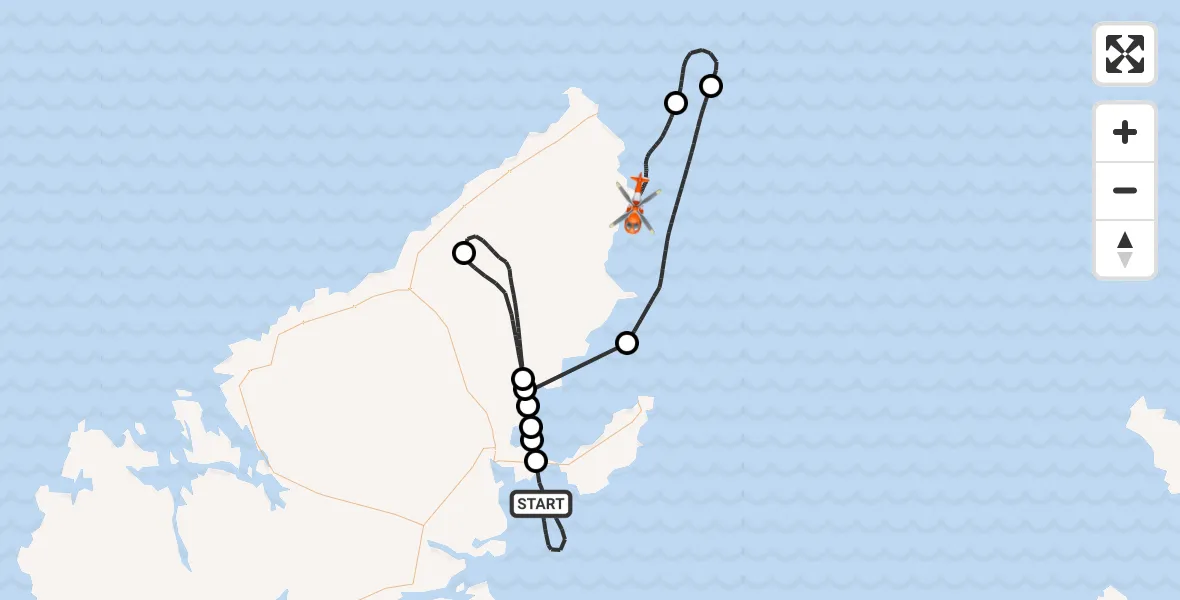 Flight route Coastguard Helicopter Inner Seas - Inner Seas, 02 February 2026, 15:11