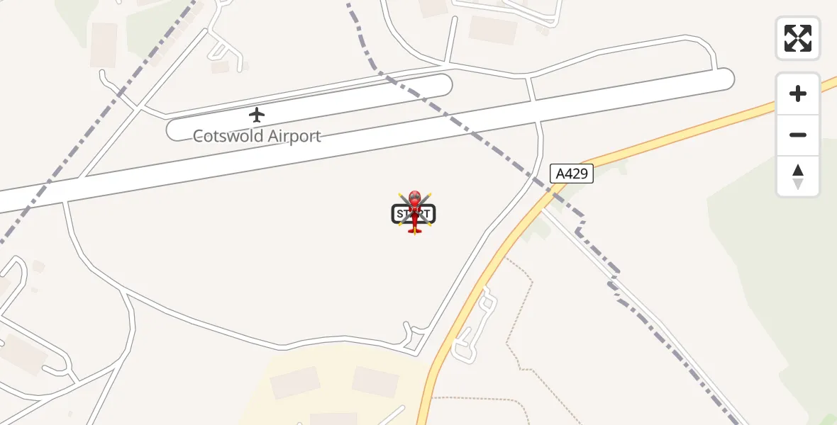 Flight route Air Ambulance Helicopter Cotswold Airport - Cotswold Airport, 02 February 2026, 15:41
