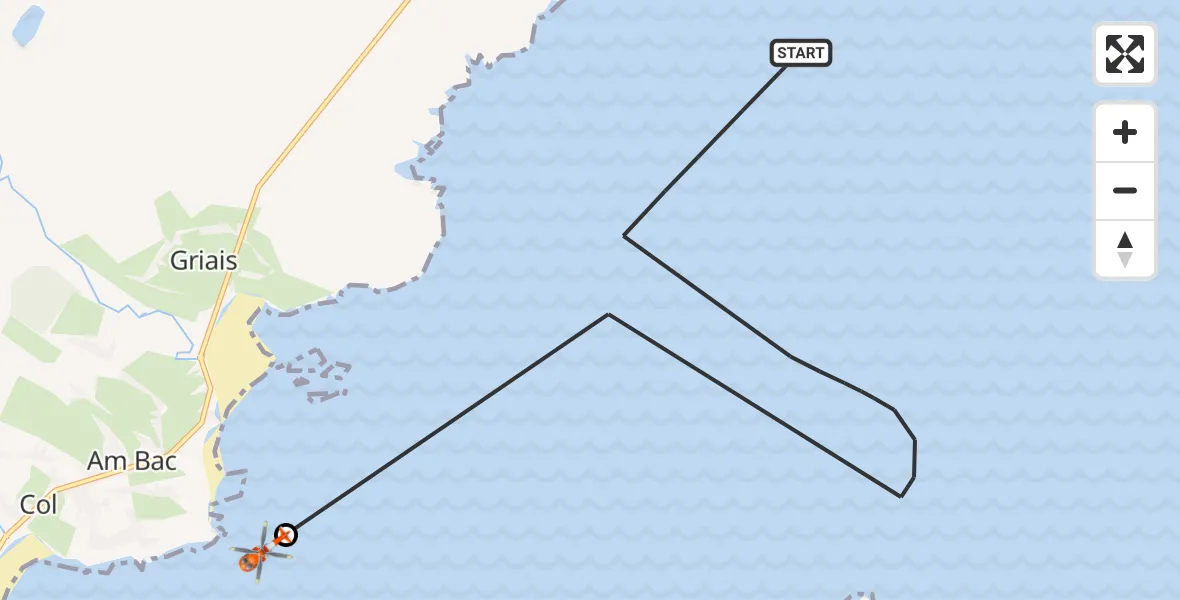 Flight route Coastguard Helicopter Inner Seas - Am Bac, 02 February 2026, 16:04