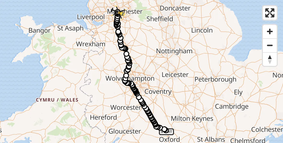 Routekaart van de vlucht: Police Helicopter to Irlam, Barton Moss Road