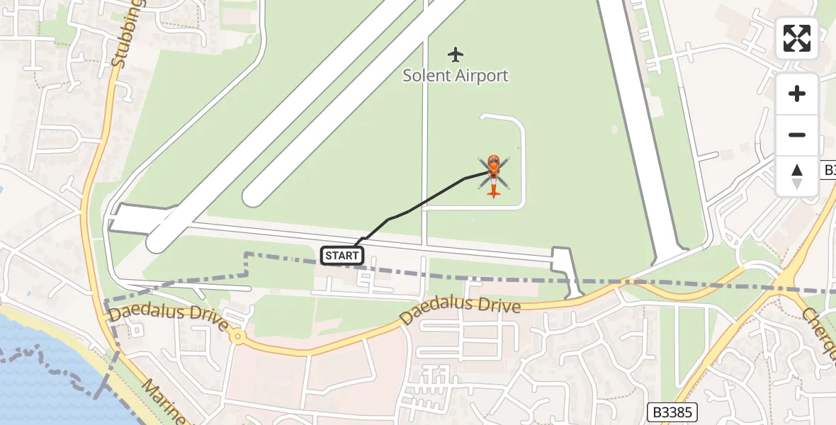 Flight route Coastguard Helicopter Solent Airport - Solent Airport, 02 February 2026, 18:48