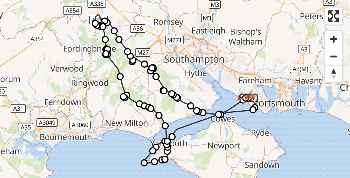 Routekaart van de vlucht: Coastguard Helicopter to Solent Airport
