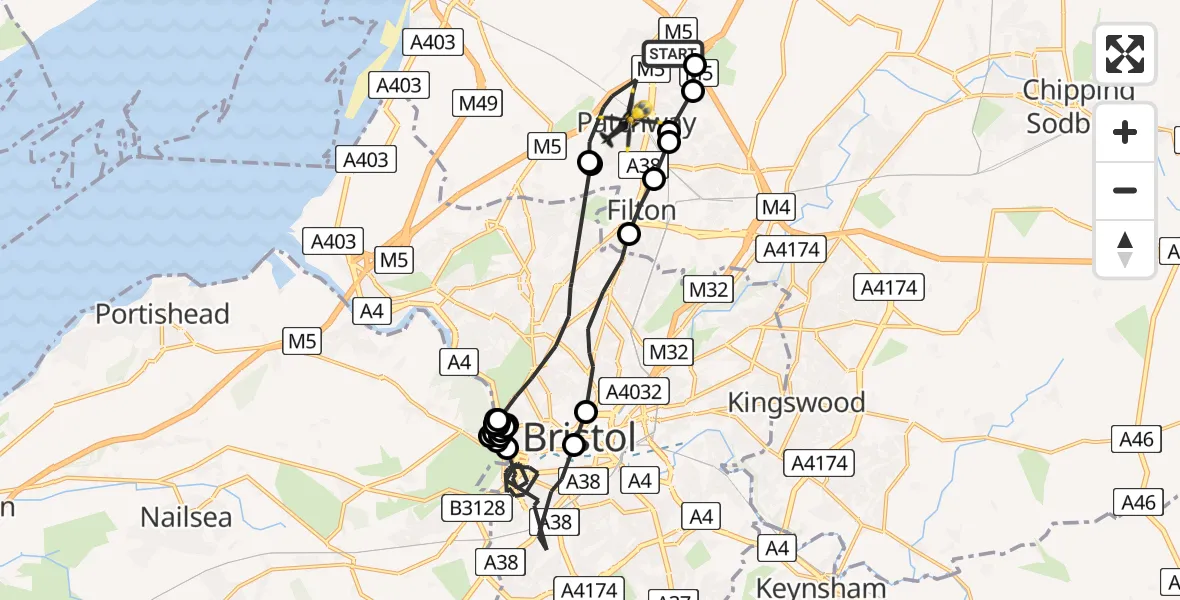 Routekaart van de vlucht: Police Helicopter to Patchway, Pretoria Road