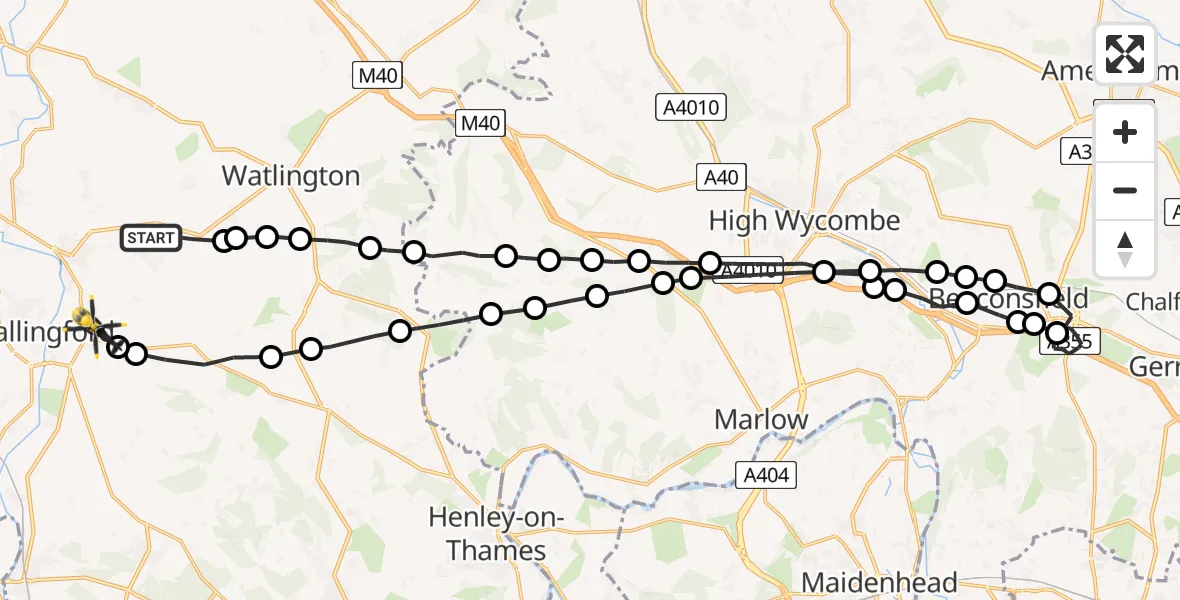 Flight route Police Helicopter Ewelme - Crowmarsh Gifford, 02 February 2026, 20:29