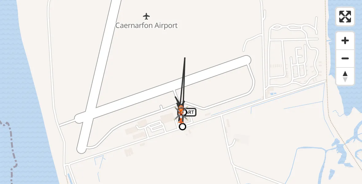 Flight route Coastguard Helicopter Caernarfon Airport - Caernarfon Airport, 02 February 2026, 21:08