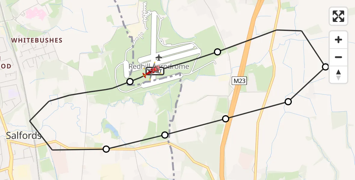 Flight route Air Ambulance Helicopter Redhill Aerodrome - Redhill Aerodrome, 02 February 2026, 21:23