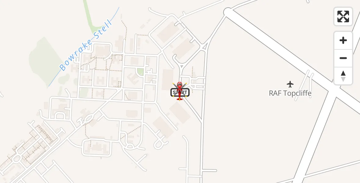 Flight route map: Air Ambulance Helicopter to RAF Topcliffe, RAF Topcliffe