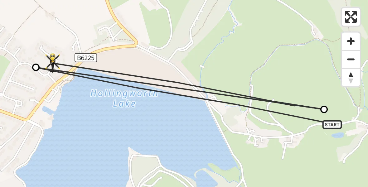 Routekaart van de vlucht: Police Helicopter to Smithy Bridge, Heald Close