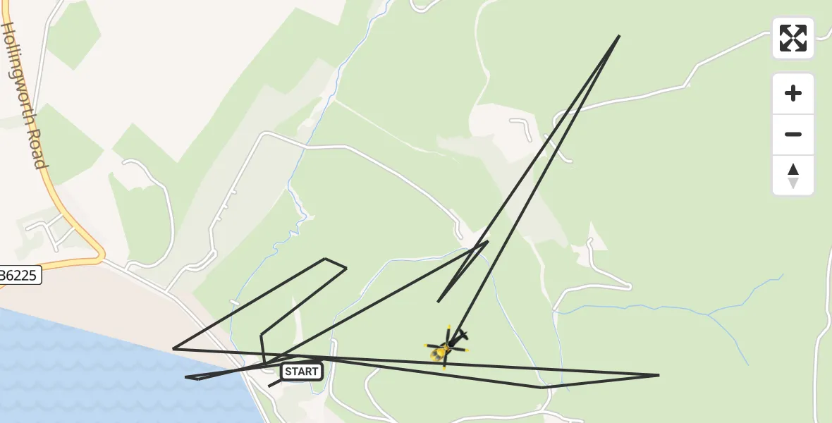 Flight route map: Police Helicopter to Littleborough, Syke Road