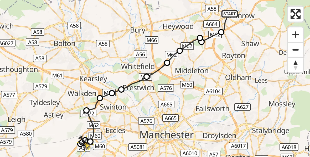 Routekaart van de vlucht: Police Helicopter to Manchester Barton Aerodrome, Manchester Barton Aerodrome