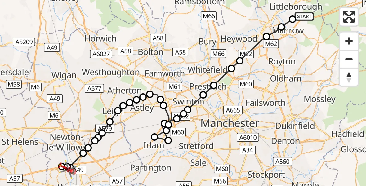 Routekaart van de vlucht: Air Ambulance Helicopter to Gemini, Europa Boulevard