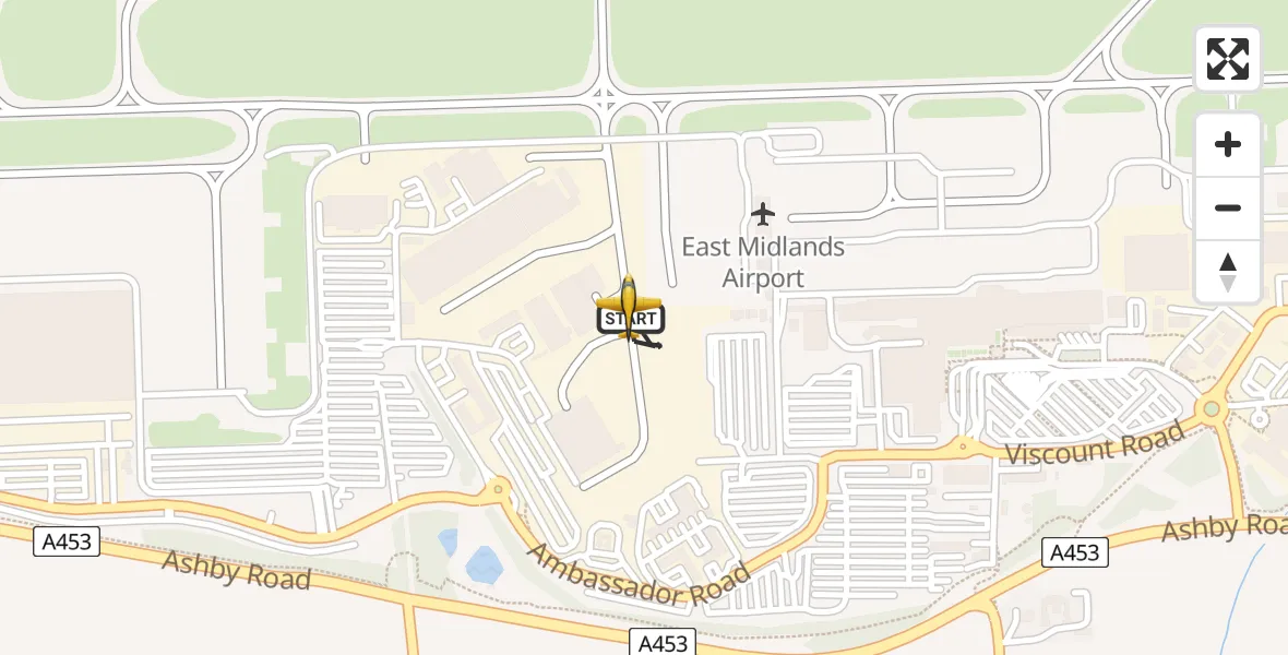 Flight route map: Police Aircraft to East Midlands Airport, East Midlands Airport