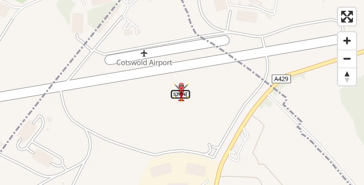 Flight route map: Air Ambulance Helicopter to Cotswold Airport, Cotswold Airport