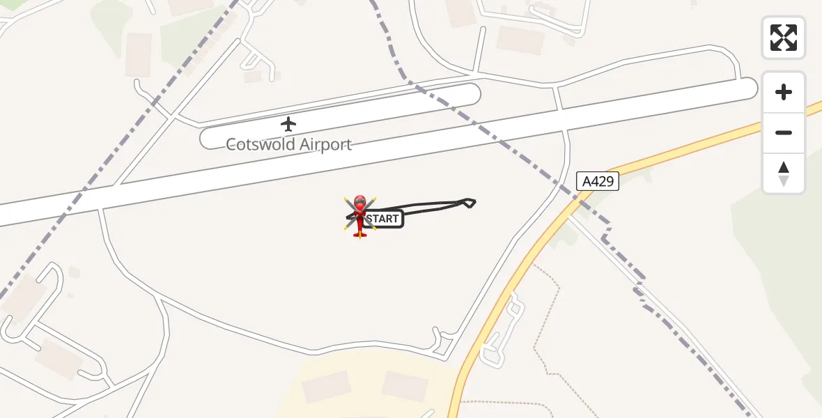 Flight route map: Air Ambulance Helicopter to Cotswold Airport, Cotswold Airport