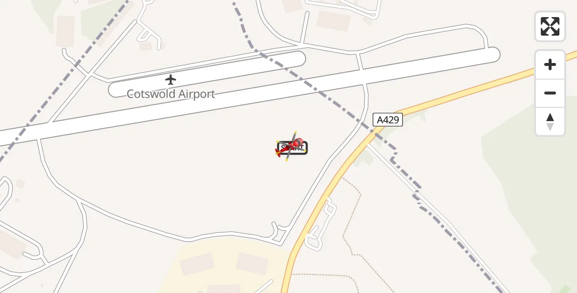 Flight route map: Air Ambulance Helicopter to Cotswold Airport, Cotswold Airport
