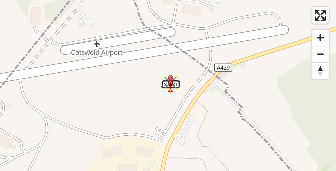 Flight route map: Air Ambulance Helicopter to Cotswold Airport, Cotswold Airport