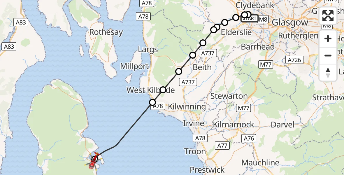 Routekaart van de vlucht: Air Ambulance Helicopter to Lamlash, Lamlash
