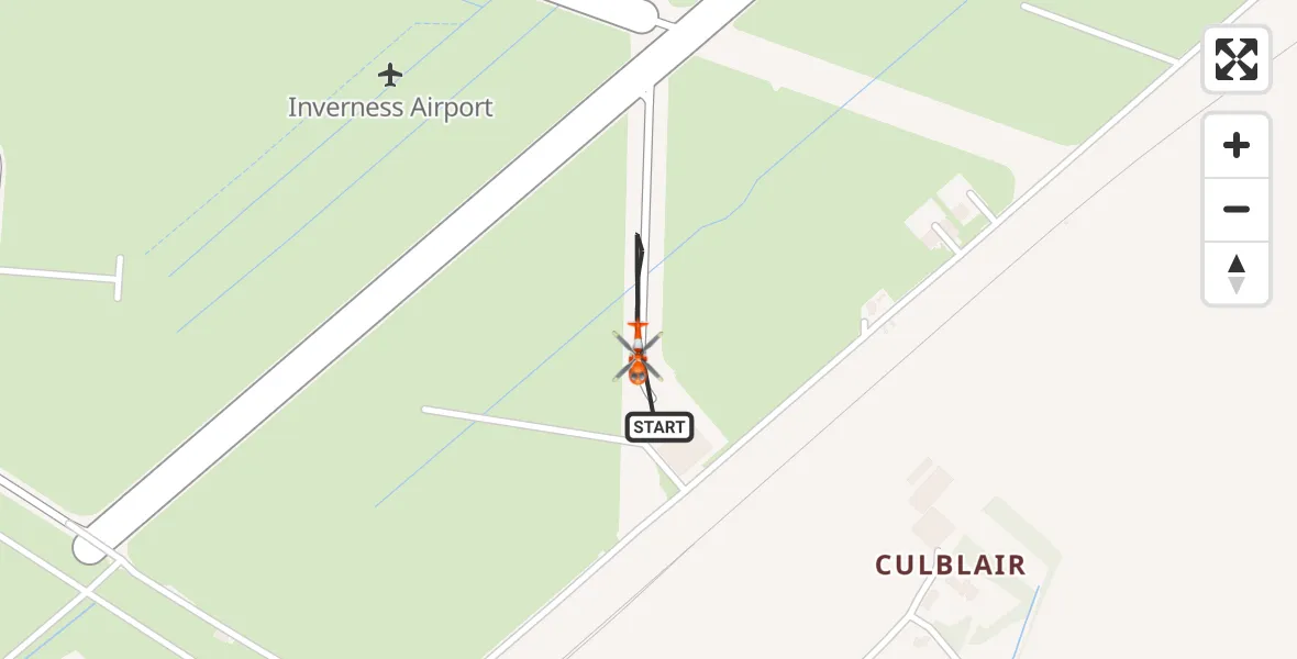 Flight path map showing Coastguard Helicopter route from Inverness Airport to Inverness Airport