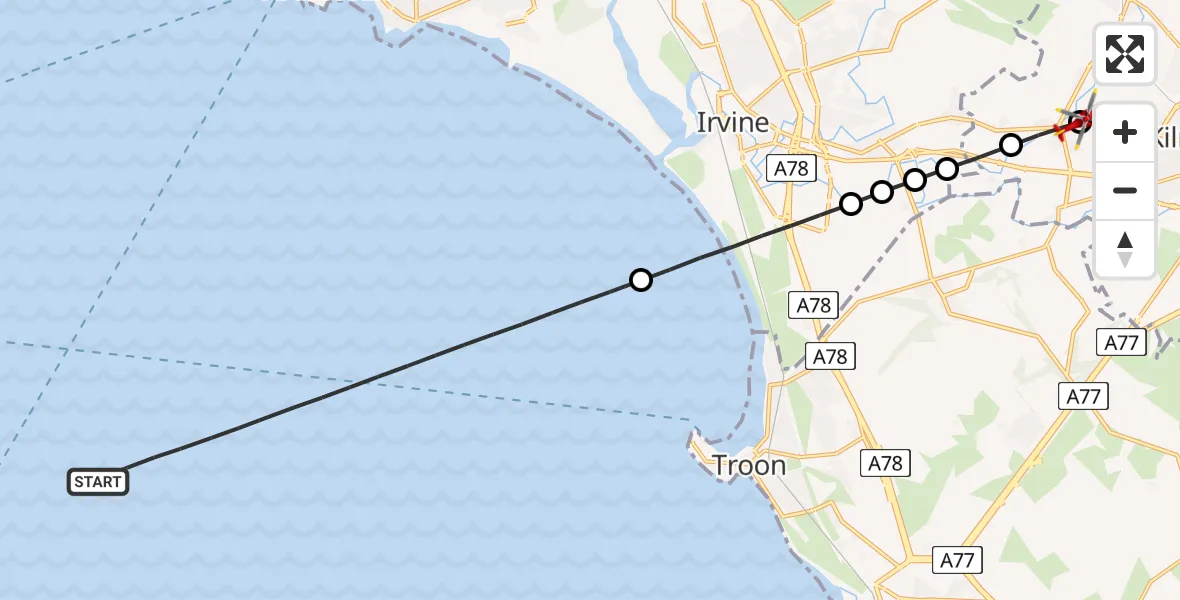 Routekaart van de vlucht: Air Ambulance Helicopter to Knockentiber, Kilmarnock Road