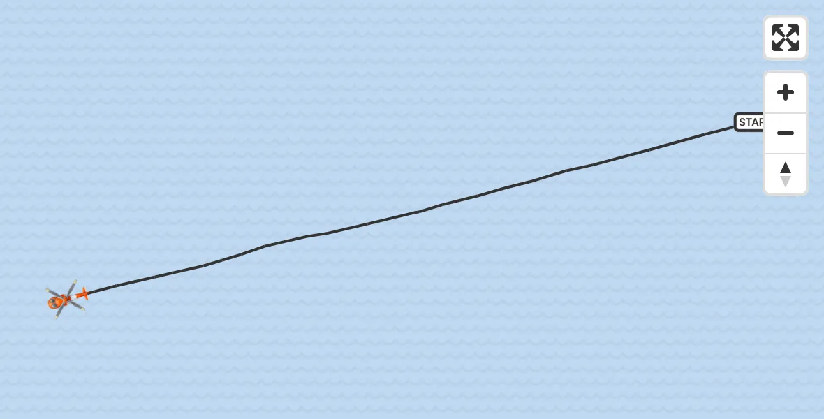 Flight route map: Coastguard Helicopter to English Channel, English Channel