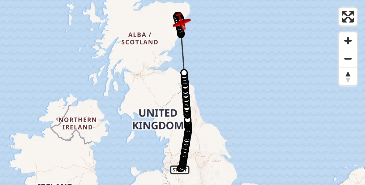 Flight route map: Air Ambulance Aircraft to Aberdeen International Airport, Aberdeen International Airport
