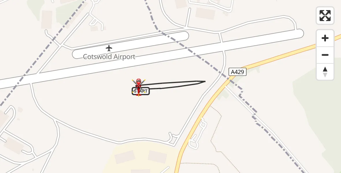 Flight route map: Air Ambulance Helicopter to Cotswold Airport, Cotswold Airport