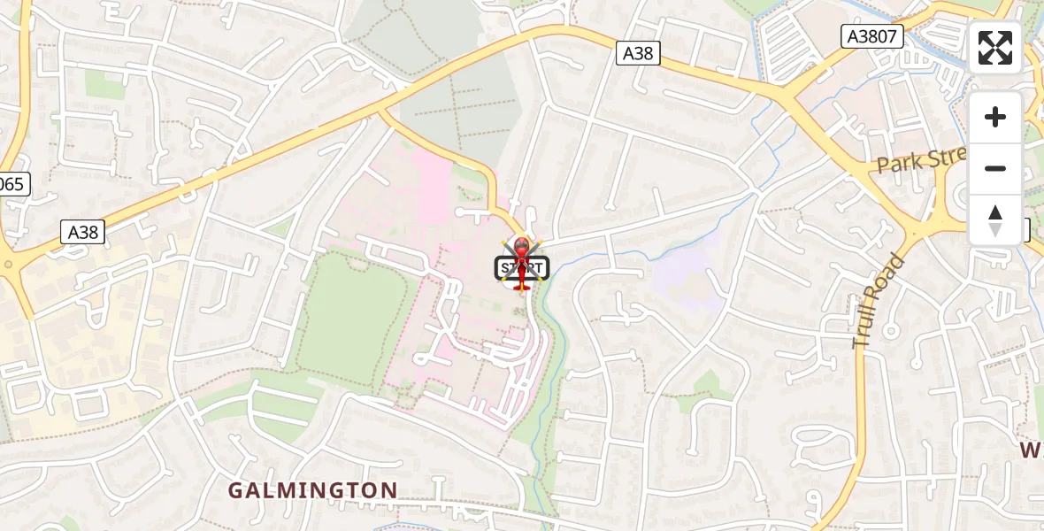 Flight route map: Air Ambulance Helicopter to Musgrove Hospital, Musgrove Hospital