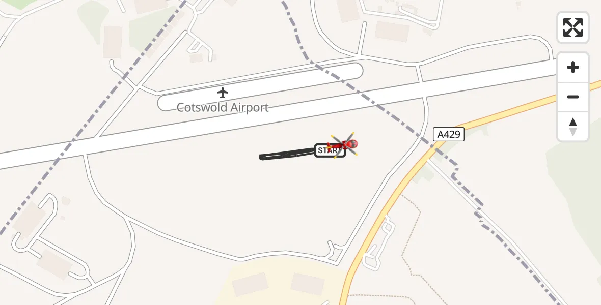 Flight route map: Air Ambulance Helicopter to Cotswold Airport, Cotswold Airport