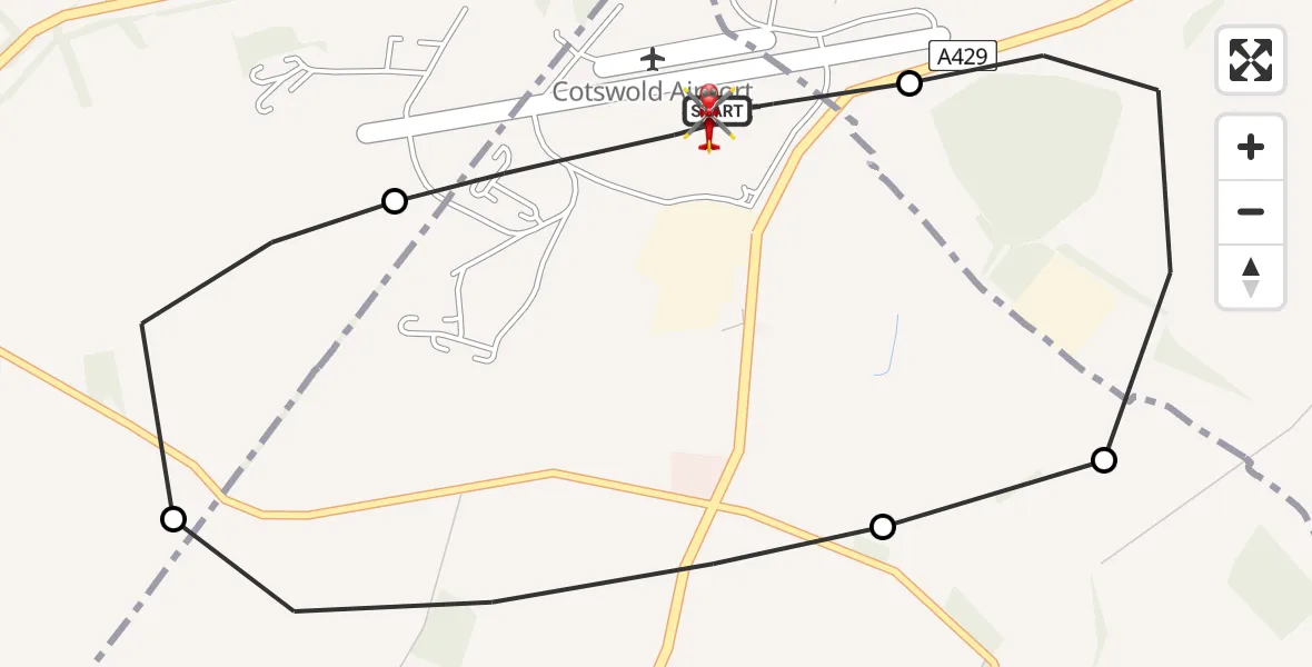 Routekaart van de vlucht: Air Ambulance Helicopter to Cotswold Airport, Cotswold Airport