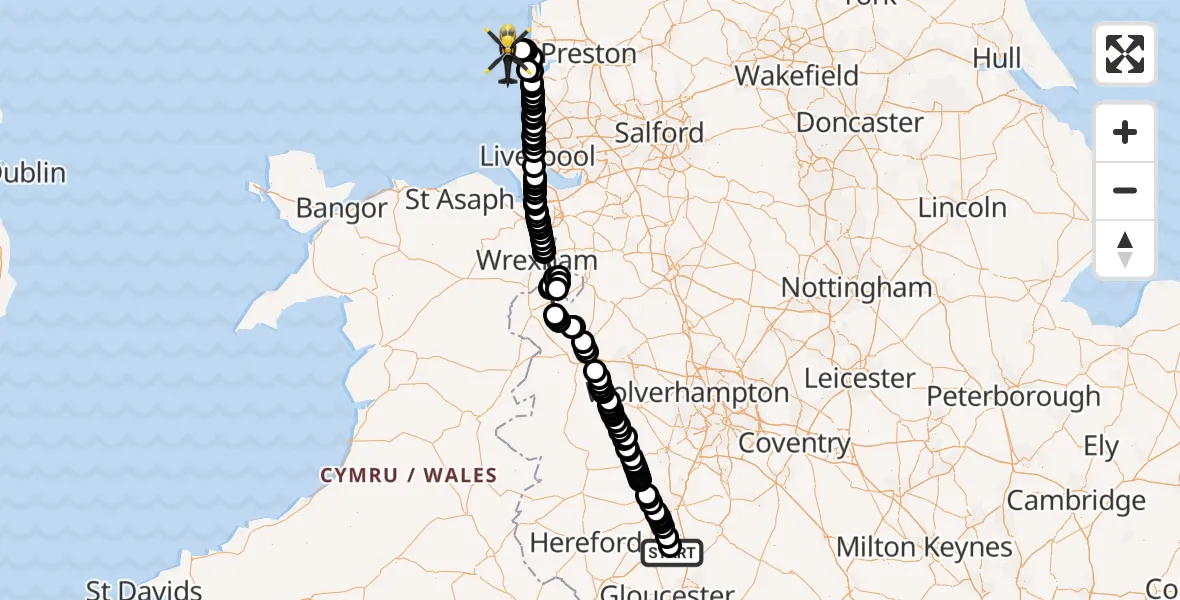 Routekaart van de vlucht: Police Helicopter to Irish Sea, Irish Sea