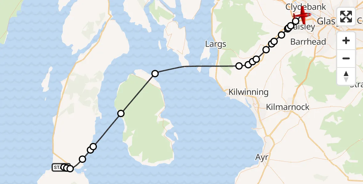 Routekaart van de vlucht: Air Ambulance Aircraft to Glasgow Airport, Glasgow Airport