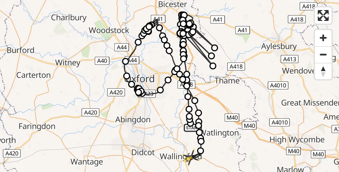 Routekaart van de vlucht: Police Helicopter to Crowmarsh Gifford, Crowmarsh Hill