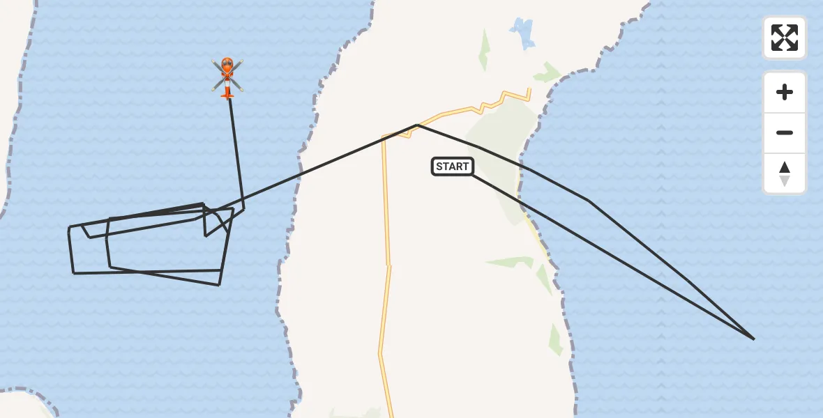 Flight path map showing Coastguard Helicopter route from Inner Seas to Inner Seas