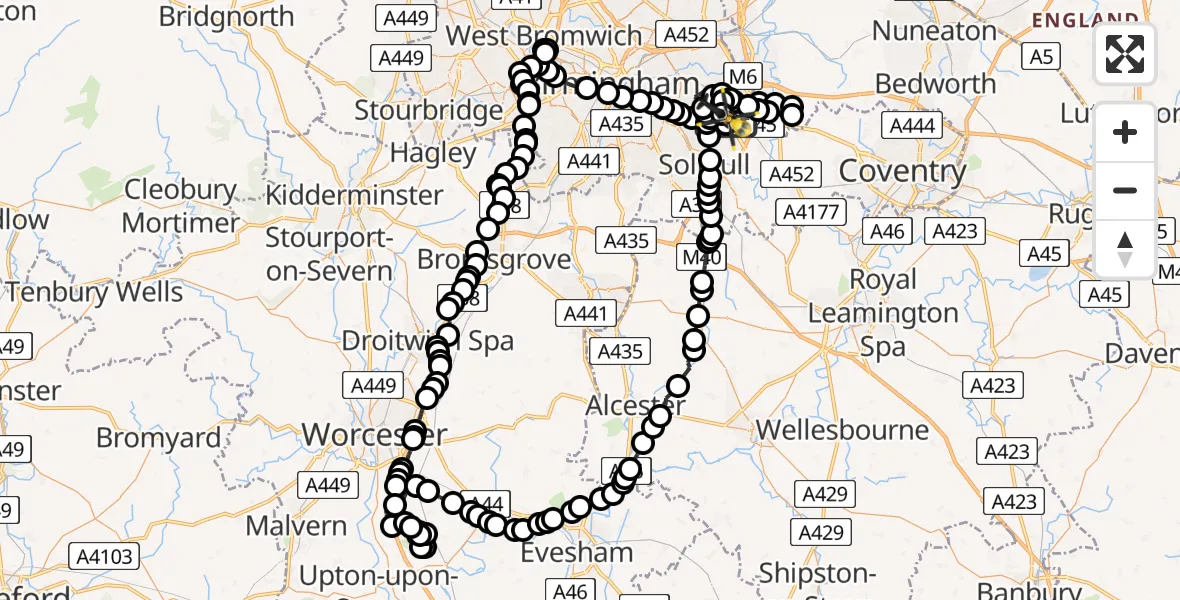 Routekaart van de vlucht: Police Helicopter to Birmingham Airport