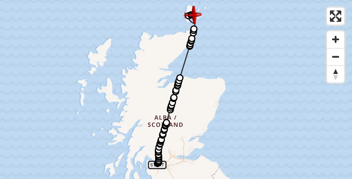 Flight route map: Air Ambulance Aircraft to Kirkwall, Glasgow Airport