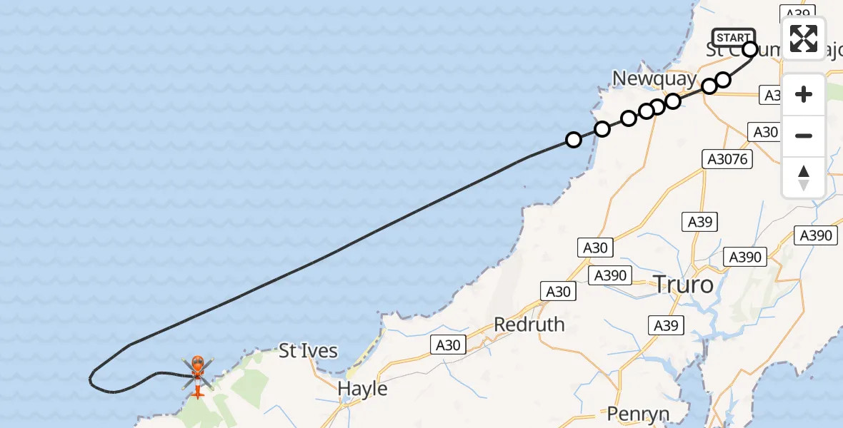 Flight route map: Coastguard Helicopter to Bristol Channel, Bristol Channel