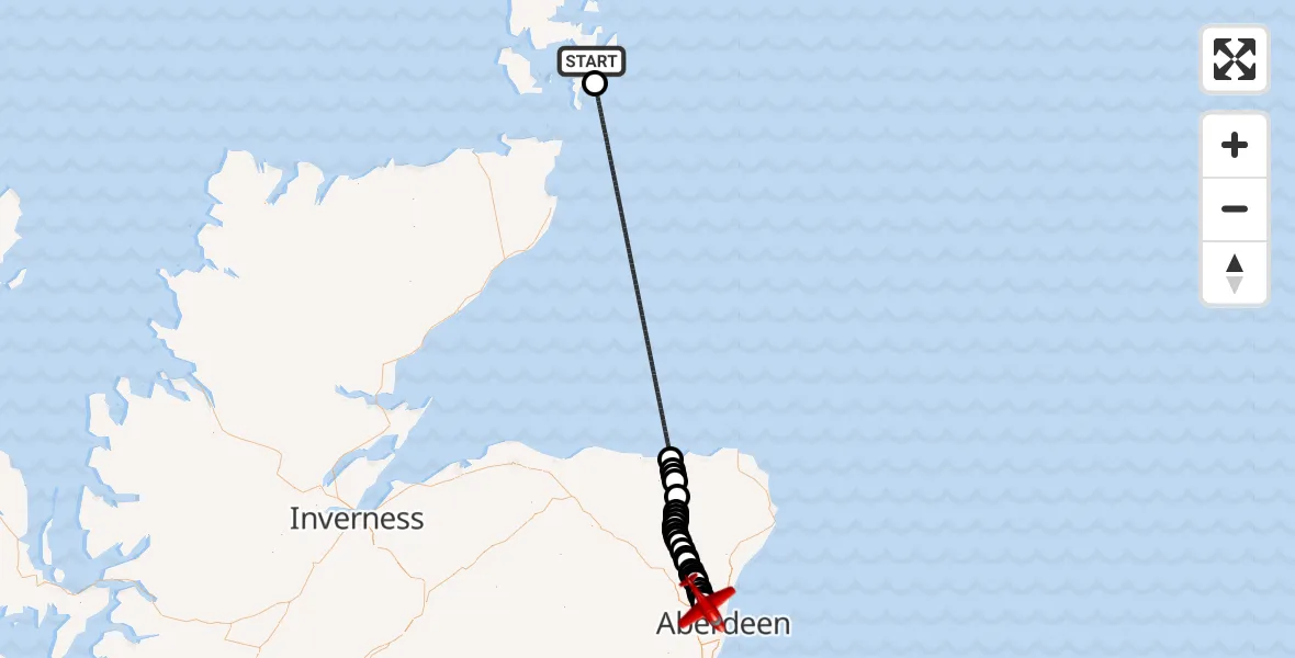 Flight route map: Air Ambulance Aircraft to Aberdeen International Airport, Aberdeen International Airport