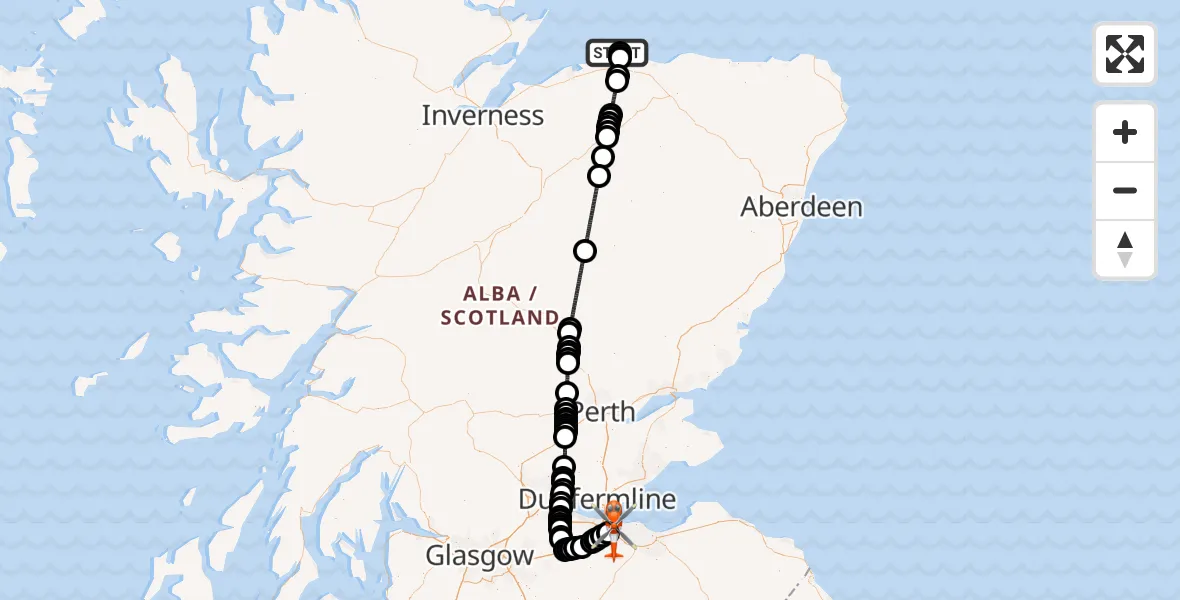 Routekaart van de vlucht: Coastguard Helicopter to Edinburgh Airport, Edinburgh Airport