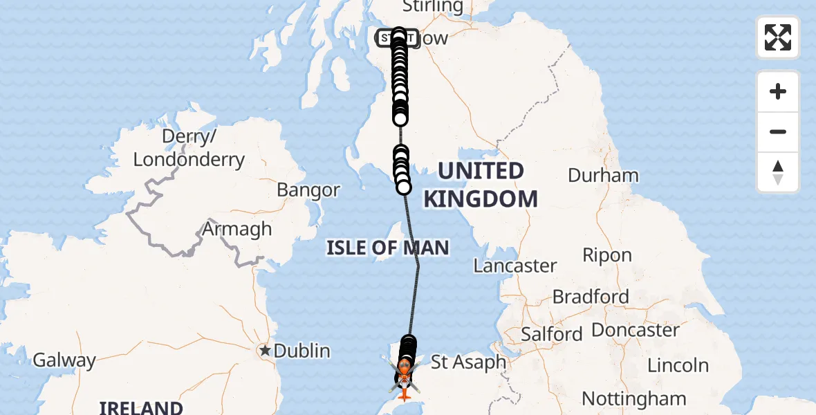 Flight route map: Coastguard Helicopter to Caernarfon Airport, Caernarfon Airport