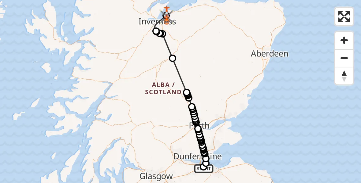 Flight route map: Coastguard Helicopter to Inverness Airport, Inverness Airport